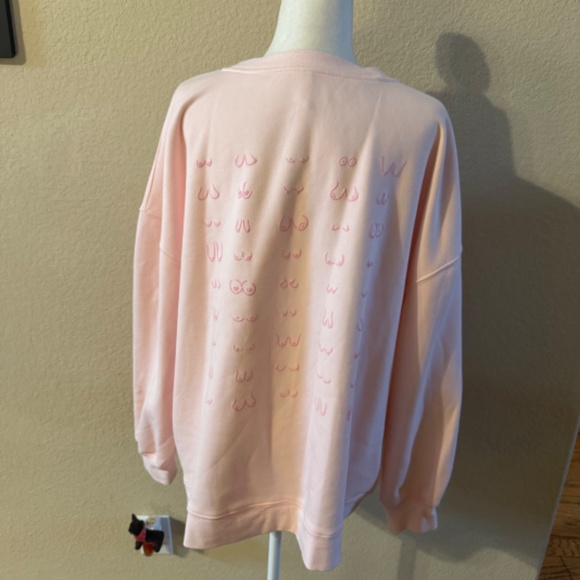 Fabletics The Boobies Breast Cancer Awareness Crewneck Sweatshirt, size 3X - Picture 3 of 8